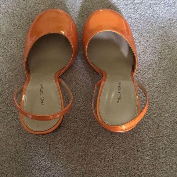 NWOT PAUL ANDREW Tangerine Round Toe Slingback Pump - Picture 10 of 14